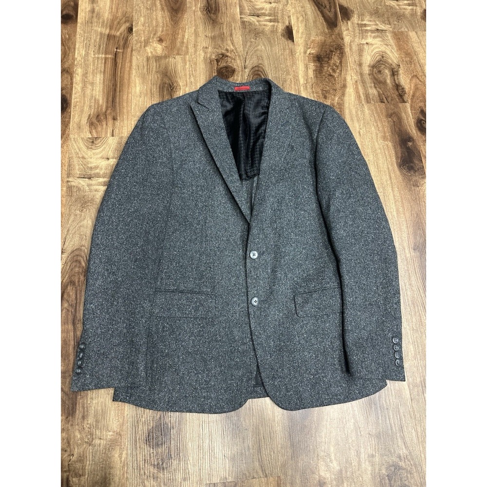 John Varvatos Mens 38R Gray Wool Silk Blend Long Sleeve 2-Button Suit Blazer